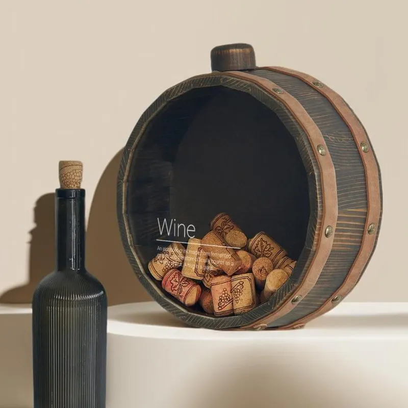 Wine Barrel Cork Collector Display Box for Enthusiasts