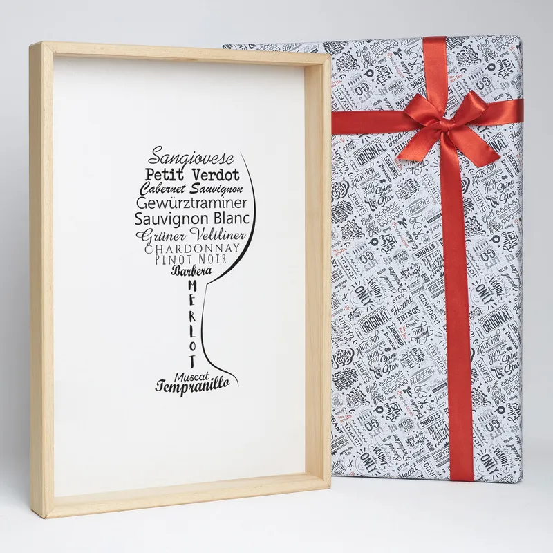Wine Cork Collector Box with Grape Typography Design