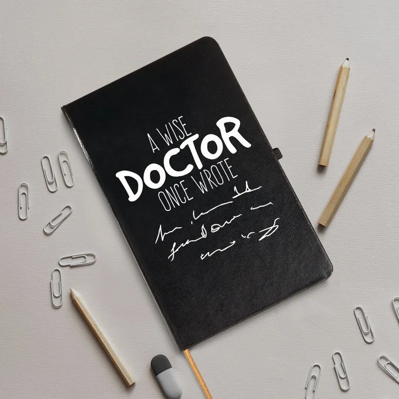Wise Doctor Motto Black Notebook