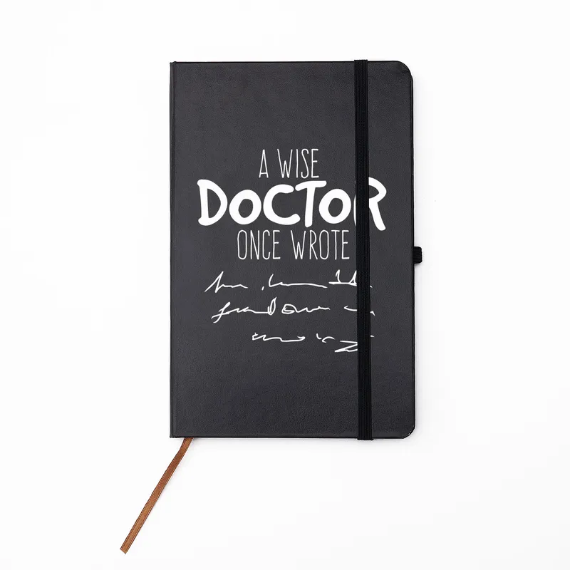 Wise Doctor Motto Black Notebook
