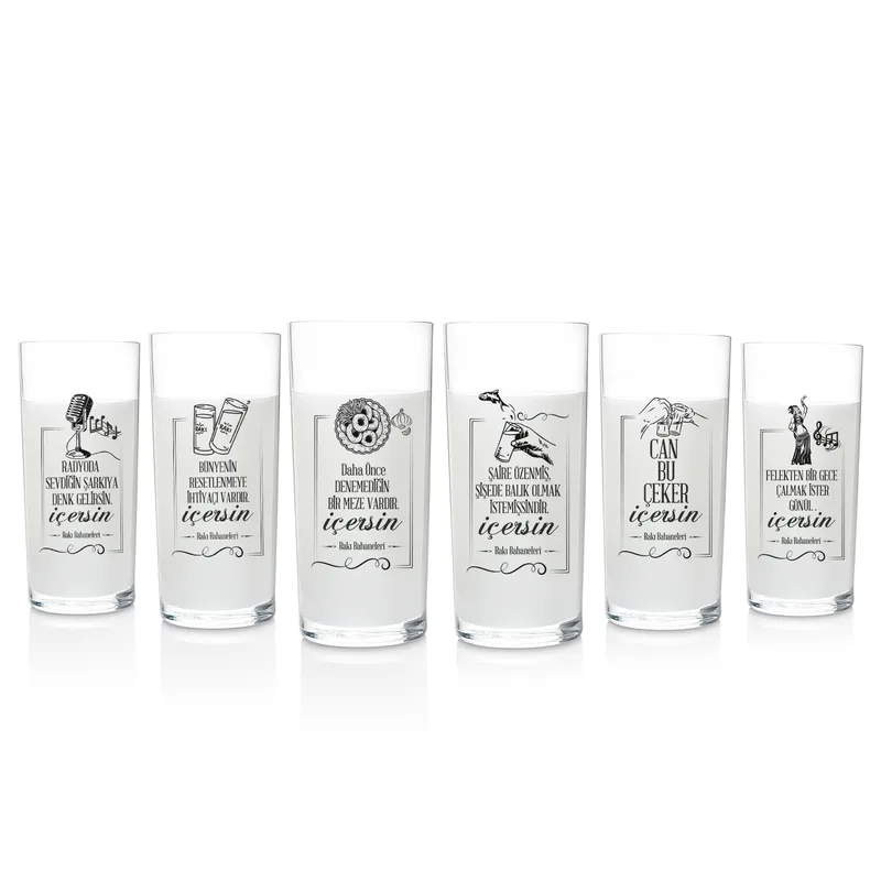 Witty Rakı Glass and Carafe Set for Fun Gatherings