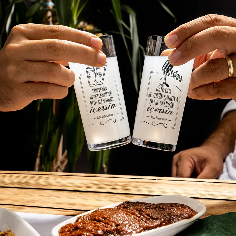 Witty Rakı Glass and Carafe Set for Fun Gatherings