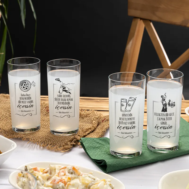 Witty Rakı Glass and Carafe Set for Fun Gatherings
