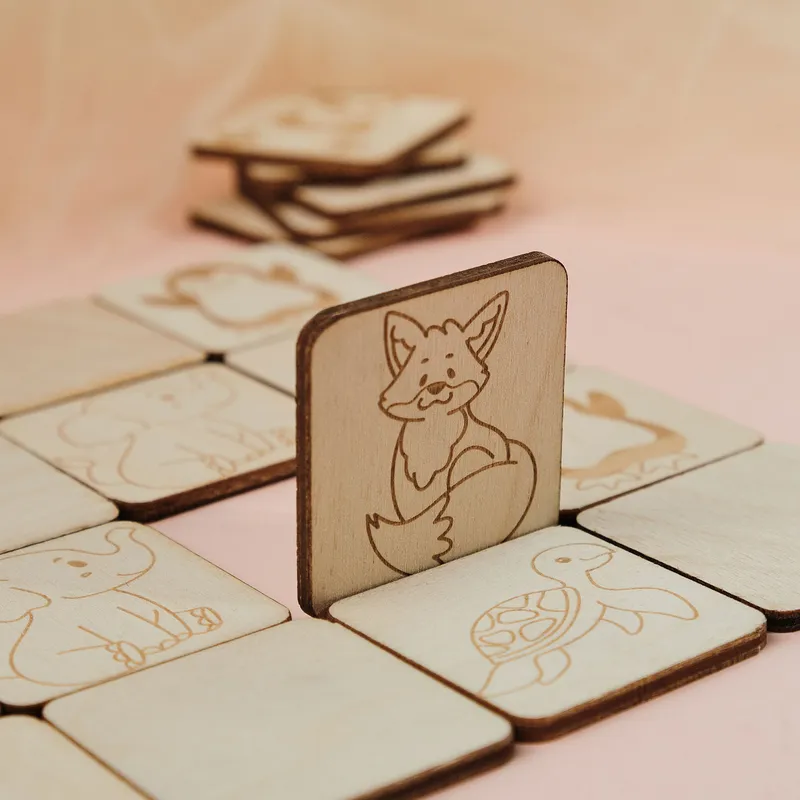 Wooden Animal Memory Matching Game for Kids