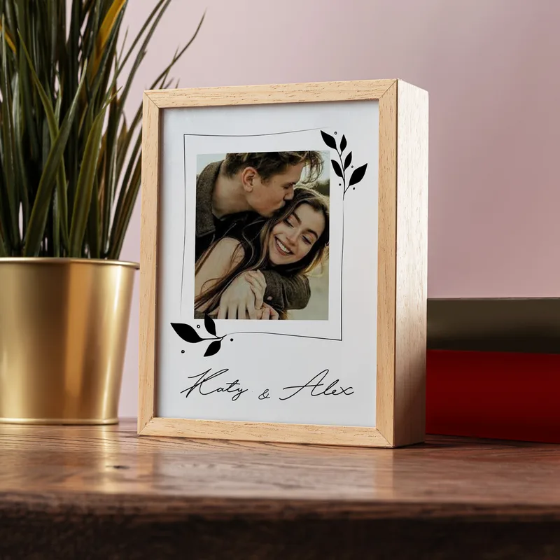 Wooden Decorative LED Lamp - Romantic Gifts for Couples with Printed Photo