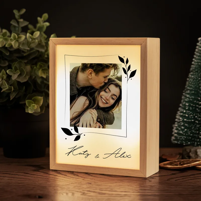 Wooden Decorative LED Lamp - Romantic Gifts for Couples with Printed Photo