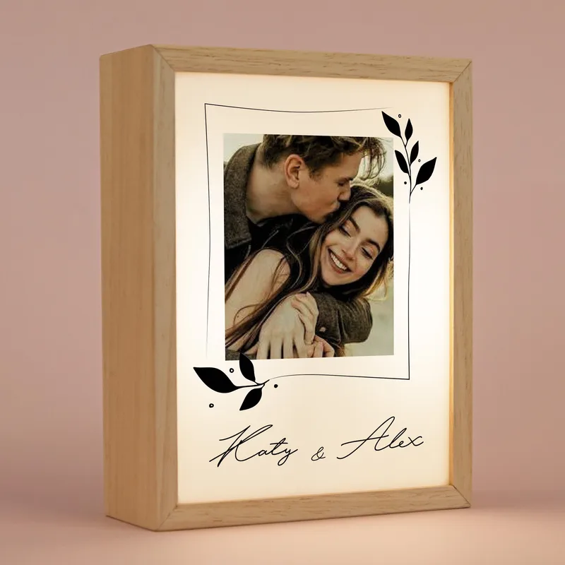 Wooden Decorative LED Lamp - Romantic Gifts for Couples with Printed Photo