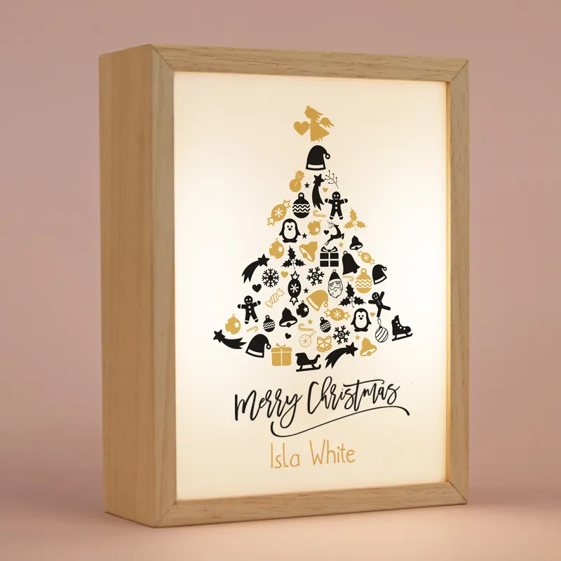 Wooden Decorative LED Lamp with Christmas Tree Design