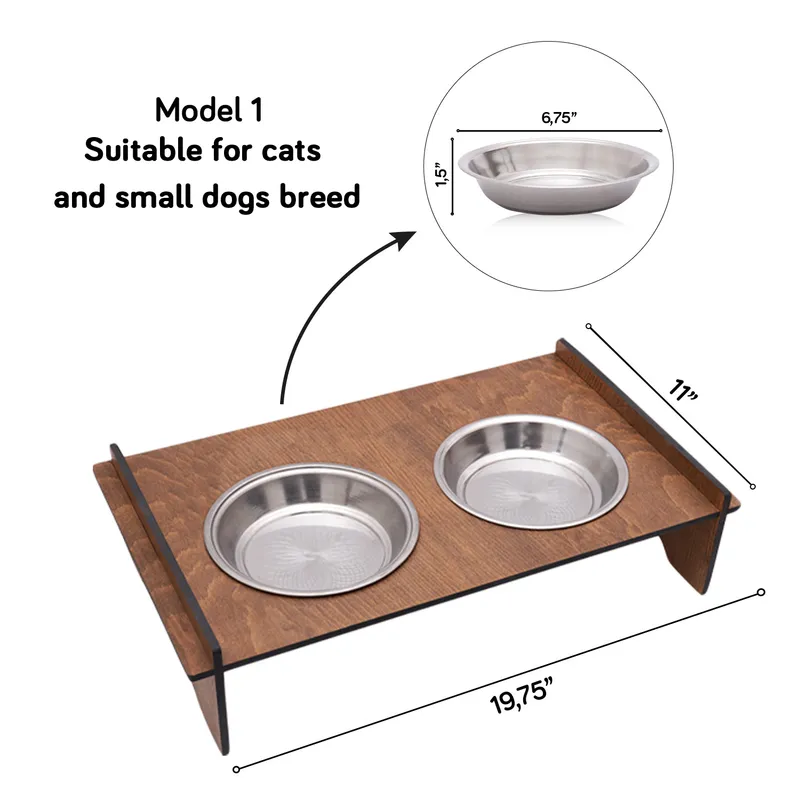 Wooden Dog Food and Water Bowl