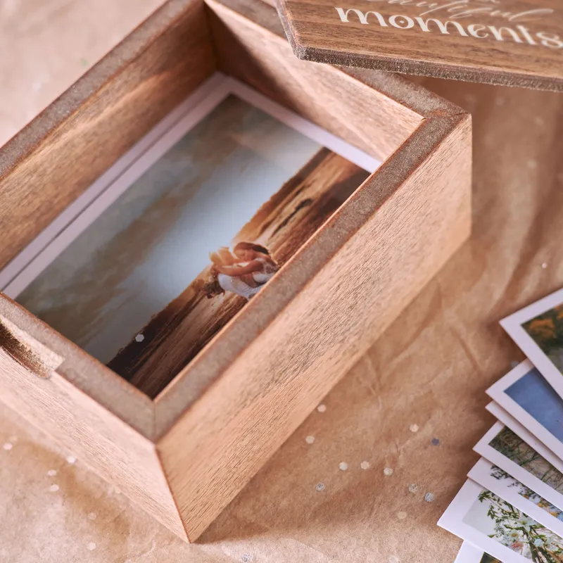 Moment Keeper Wooden Photo Box for Cherished Memories