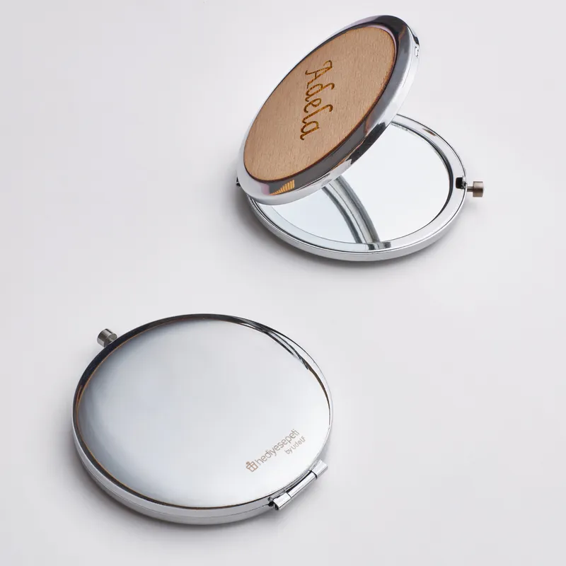 Personalised Wooden Pocket Mirror for Her