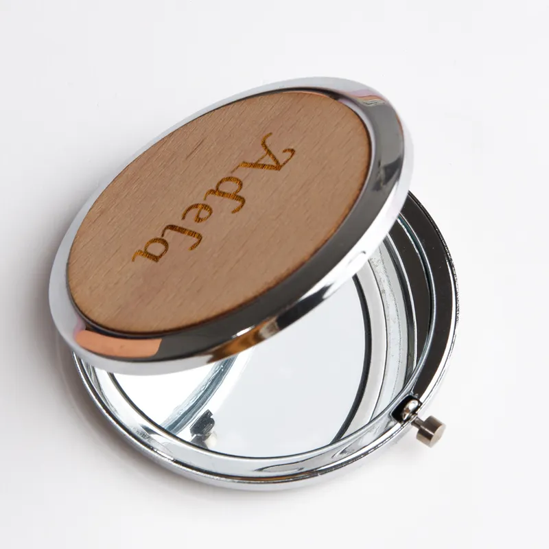 Personalised Wooden Pocket Mirror for Her