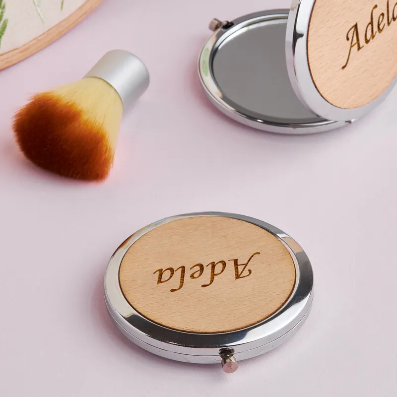 Personalised Wooden Pocket Mirror for Her