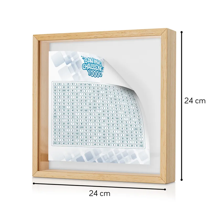 Wooden Saving Challenge Box With 3 Alternative Challenge Stickers