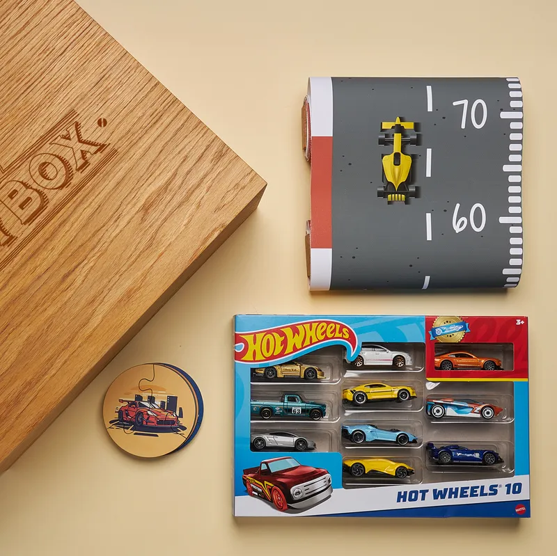 Wooden Toy Box with Puzzle and Growth Chart - Gift for Boy