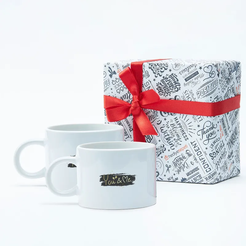 You & Me Designed 2 Piece Lovers Cup Set Gift for Valentine's Day