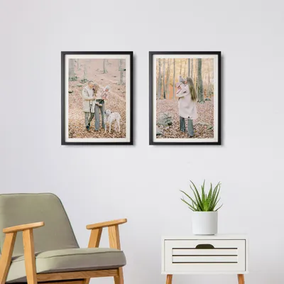 2 Pcs Self Adhesive Black Frame Set with Matting - 11.75 x 15.75 inches