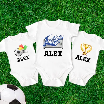 3 Piece Baby Bodysuit with Soccer Design