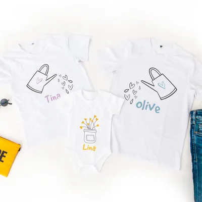 Personalised Family Matching T-Shirt and Baby Bodysuit Set