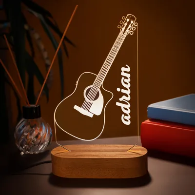 3D LED Lamp with Classic Guitar for Music Lovers