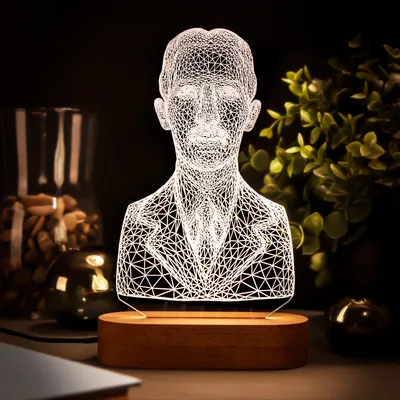 3D Nicola Tesla Bust Design LED Lamp