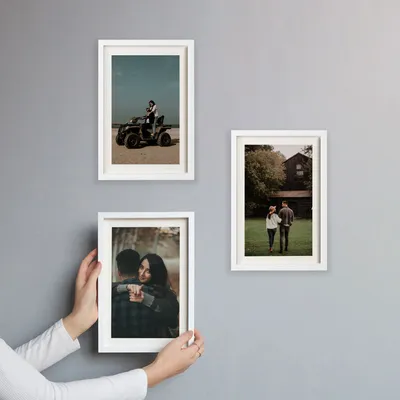 3pcs Self Adhesive Photo Frame Set with Mat Bordered Photo Print