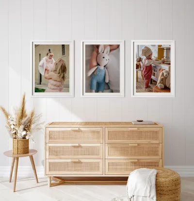 3pcs Self Adhesive Photo Frame Set with Mat Bordered Photo Prints 11.75 x 15.75 inches