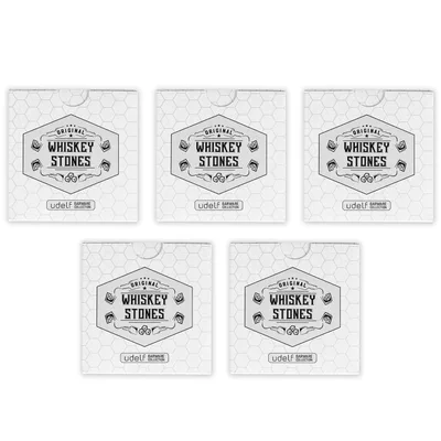 5-Pack of 12-Piece Premium Natural Marble Whiskey Stones