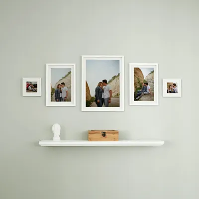 5pcs White Gallery Wall Picture Frame Set with Mat Bordered Photo Prints
