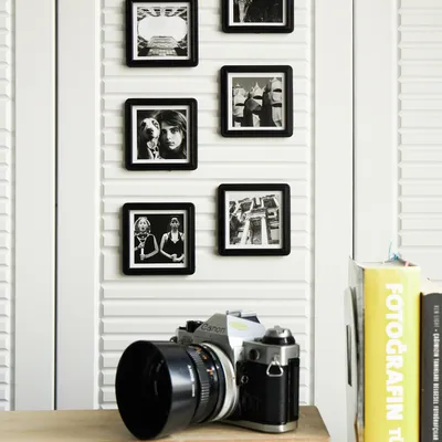 6 pcs Self Adhesive Black Mini Photo Frame Set