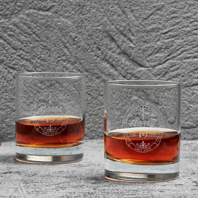 Anniversary Custom Whiskey Glass Set 11oz Personalized