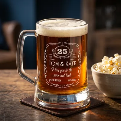 Personalised Anniversary Beer Glass for Couples