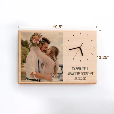 Anniversary Gift: Large Wooden Frame with Clock