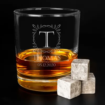 Anniversary Gifts for Boyfriend Whiskey Glass Set with Wooden Box