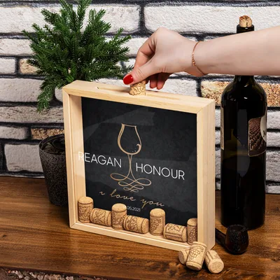 Anniversary Gifts for Her Personalized Wooden Wine Cork Collection Display Box