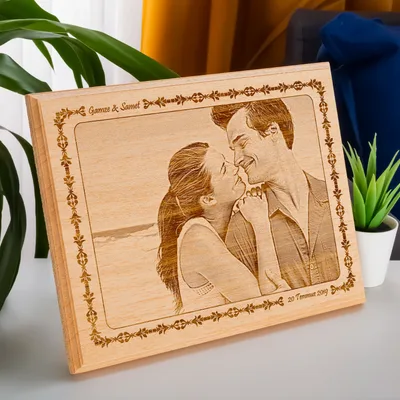 Personalized Photo on Wood as Anniversary Gift for Couples