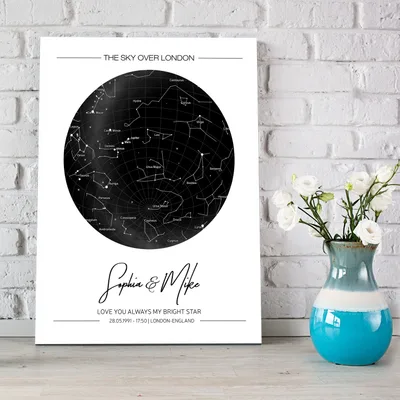 Anniversary Gifts Star Map Canvas Tableau 15.75x11.8
