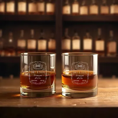 Anniversary Personalized Whiskey Glass Set for Couples