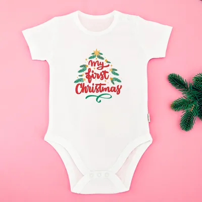 Baby Bodysuit with 'My First Christmas' Design