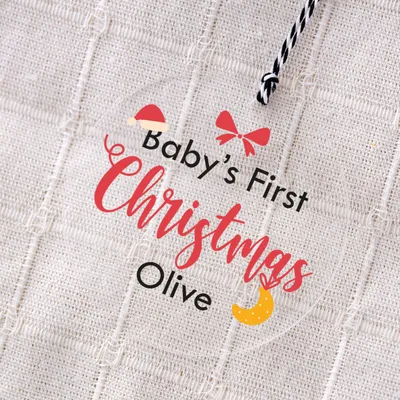 Baby First Christmas Acrylic Ornament with Name