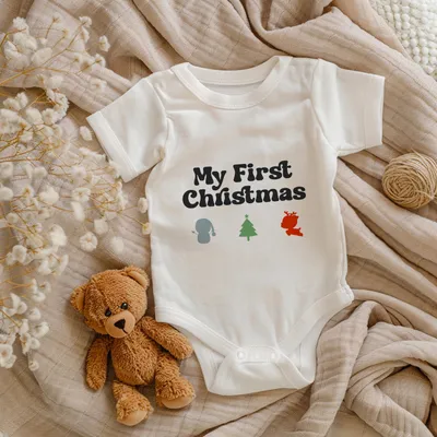 Baby's First Christmas Custom Bodysuit for Newborns