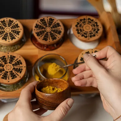 Bamboo Lid 6-Piece Spice Set
