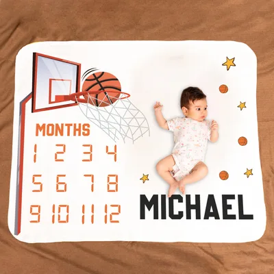 Basketball Design Milestone Baby Photo Blanket