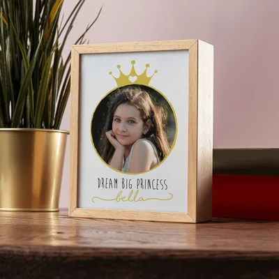 Birthday Gift Princess Consept Personalized Photo Printed Wooden Lamp Box