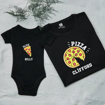 Birthday Gifts for Dad Baby Matching T-shirts with Pizza Design Set