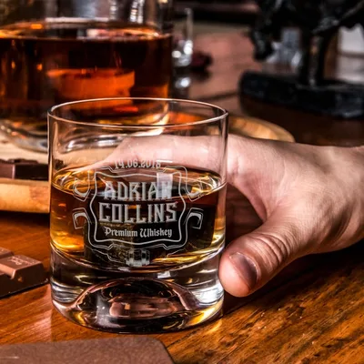 Birthday Gifts for Friends Whiskey Glass Set in Wooden Gift Box