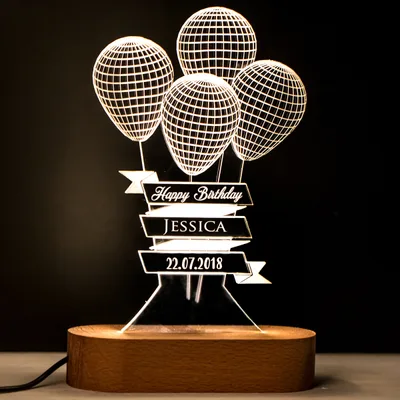 Birthday Gifts Personalized Led Lamp with Balloons