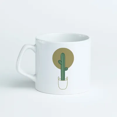 Boho Style Cactus Design Porcelain Mug