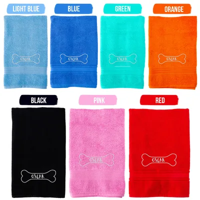 Bone Design Embroidered Personalized Pet Towel with Name