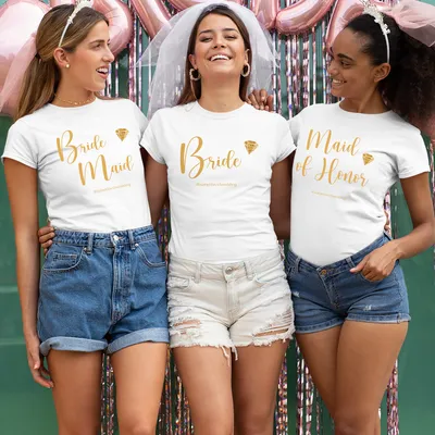 Bride & Bridesmaid Personalized 3 Piece Matching T-Shirts Set